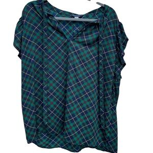 Tommy Hilfiger women’s top XL plaid academia preppy holiday feminine classic